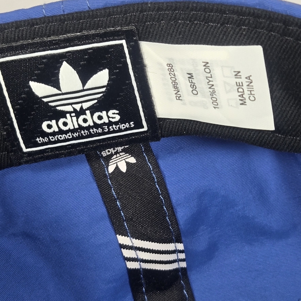 NWOT Adidas Royal Blue Trefoil Decon Hat Cap Strap Back One Size Flat Brim - Picture 5 of 5